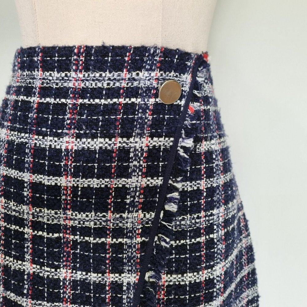 Forever New Multicolour Tweed Faux Wrap Mini Skirt Size 12 - Picture 5 of 7